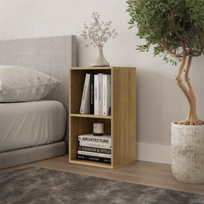 URBNLIVING Height 53.6cm 2 Shelf Wooden Bookcase Shelving Colour Warm Oak Display Storage Shelf Unit Shelves