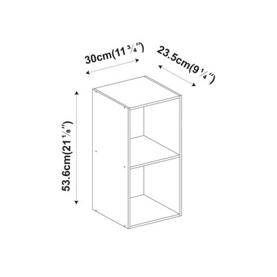 URBNLIVING Height 53.6cm 2 Shelf Wooden Bookcase Shelving Colour White Display Storage Shelf Unit Shelves
