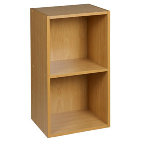 URBNLIVING Height 53.6Cm 2 Tier Wooden Bookcase Shelving Colour Beech Display Storage Shelf Unit Wood