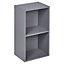 URBNLIVING Height 53.6Cm 2 Tier Wooden Bookcase Shelving Colour Grey Display Storage Shelf Unit Wood