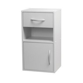 URBNLIVING Height 54cm 1 Door 1 Drawer Wooden Bedroom Colour White Bedside Cabinet Shelf Nightstand Side Table Unit