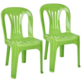 URBNLIVING Height 54cm Set of 2 Colour Green Kids Plastic Chair Activity Furniture Toddler Child Party Toy Play Set