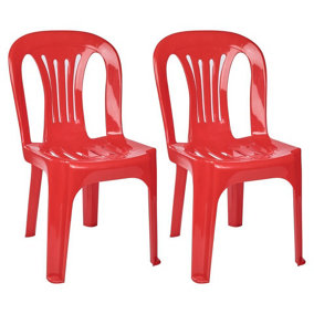URBNLIVING Height 54cm Set of 2 Colour Red Kids Plastic Chair Activity Furniture Toddler Child Party Toy Play Set