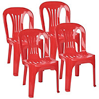 URBNLIVING Height 54cm Set of 4 Kids Colour Red Plastic Chair Activity Furniture Toddler Child Party Toy Play Set