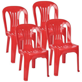 URBNLIVING Height 54cm Set of 4 Kids Colour Red Plastic Chair Activity Furniture Toddler Child Party Toy Play Set