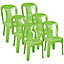 URBNLIVING Height 54cm Set of 6 Colour Green Kids Plastic Chair Activity Furniture Toddler Child Party Toy Play Set