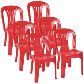 URBNLIVING Height 54cm Set of 6 Kids Colour Red Plastic Chair Activity Furniture Toddler Child Party Toy Play Set