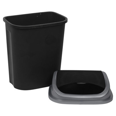 URBNLIVING Height 57cm Black & Grey 50L Plastic Swing Top Waste Bin Can Dustbin Home Office Kitchen