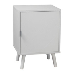 URBNLIVING Height 57cm Hanover 1 Door Modern Lined Wooden Bedroom Bedside Colour White Cabinet Nightstand Side Table