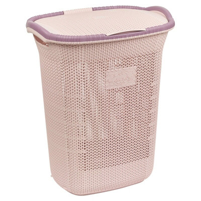 Wicker Clothes Hamper Burlington Padded Lid Pink Basket offers Weave 22 1/2