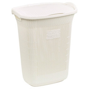 URBNLIVING Height 58cm 65L White Laundry Clothes Storage Durable Mesh Washing Basket Hamper with Handles & Lid