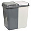 URBNLIVING Height 58cm 90L Grey and White Double Kitchen Recycling Laundry Duo Bin Garbage Under Cabinet Trash Can