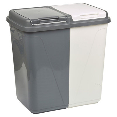 URBNLIVING Height 58cm 90L Grey and White Double Kitchen Recycling Laundry Duo Bin Garbage Under Cabinet Trash Can