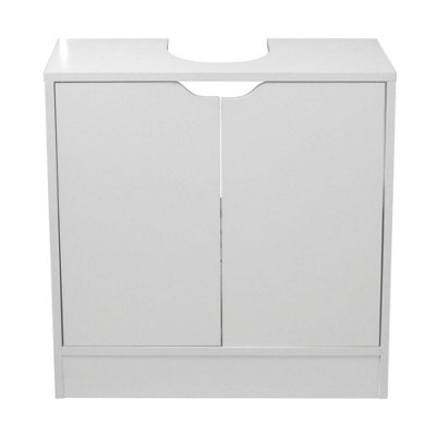 URBNLIVING Height 60cm Bathroom Sink White Cabinet with Full Pedestal