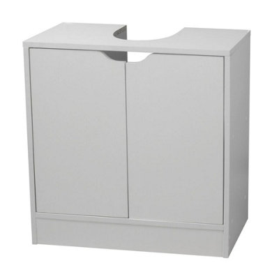 URBNLIVING Height 60cm Bathroom Sink White Cabinet with Full Pedestal