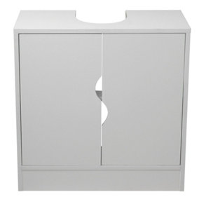 URBNLIVING Height 60cm Flaminio Partial Pedestal Bathroom Sink Colour White Cabinet Under Cupboard Storage Furniture