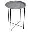 URBNLIVING Height 60Cm Folding Metal Round Bistro Coffee Table Colour Grey Patio Indoor Outdoor Furniture Summer