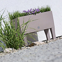 URBNLIVING Height 61.5cm Mocca Colour Raised Medium Rattan Flower Bed Pot Planter Patio Trough Watering System on Legs