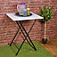 URBNLIVING Height 66cm Small Folding Side Table Patio Indoor Outdoor Furniture Colour White Coffee Drink Summer Metal Legs