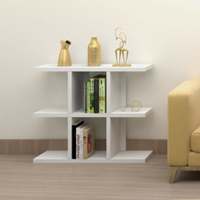 URBNLIVING Height 73.5Cm Avalon 3 Tier Wooden Bookcase Living Room Modern Display Shelves Colour White Storage Unit Divider