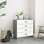 URBNLIVING Height 73cm 4 Drawer Wooden Bedroom Chest Cabinet Modern Ash Grey Carcass and White Drawers Wide Storage Cupboard Close