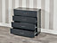 URBNLIVING Height 73cm 4 Drawer Wooden Bedroom Chest Cabinet Modern Black Carcass and Black Drawers Wide Storage Cupboard Closet