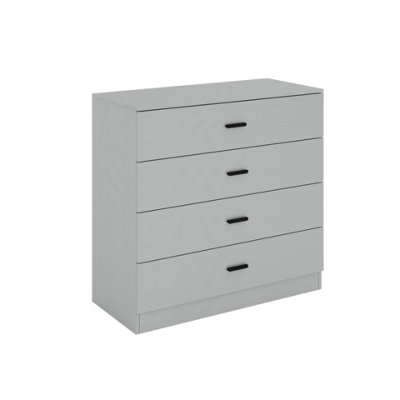 URBNLIVING Height 73cm 4 Drawer Wooden Bedroom Chest Cabinet Modern Grey Carcass and Grey Drawers Wide Storage Cupboard Closet