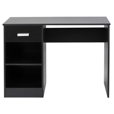 URBNLIVING Height 74cm 1 Drawer Wooden Bedroom Computer Work Table Colour Black Office Desk Dressing Jewellery Unit