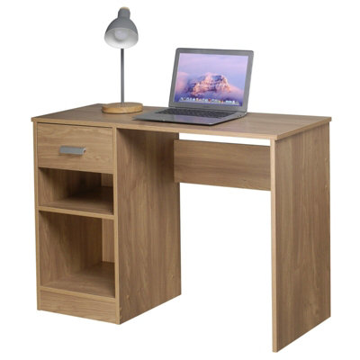 URBNLIVING Height 74cm 1 Drawer Wooden Bedroom Computer Work Table Colour Oak Office Desk Dressing Jewellery Unit