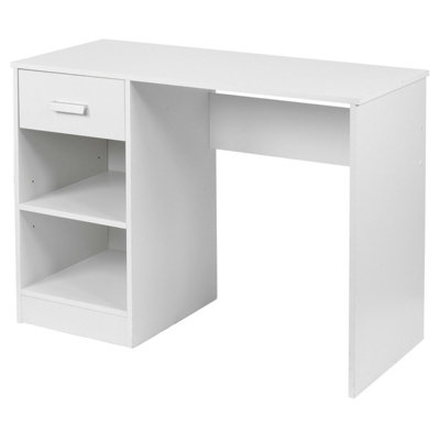 URBNLIVING Height 74cm 1 Drawer Wooden Bedroom Computer Work Table Colour White Office Desk Dressing Jewellery Unit