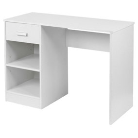 URBNLIVING Height 74cm 1 Drawer Wooden Bedroom Computer Work Table Colour White Office Desk Dressing Jewellery Unit