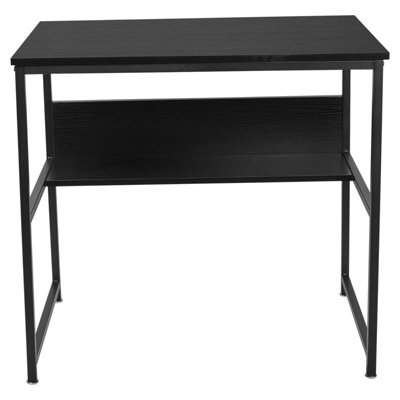 URBNLIVING Height 74cm Black Metal & Wood Office Desk Unit Office Study Compact Workstation Computer Table - 3