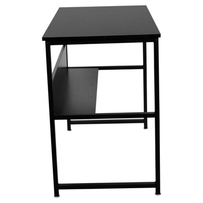 URBNLIVING Height 74cm Black Metal & Wood Office Desk Unit Office Study Compact Workstation Computer Table - 4