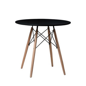 URBNLIVING Height 74cm TROMSO Round Indoor Kitchen Office Dining Colour Black Table Scandi Style Wooden Legs