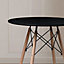 URBNLIVING Height 74cm TROMSO Round Indoor Kitchen Office Dining Colour Black Table Scandi Style Wooden Legs