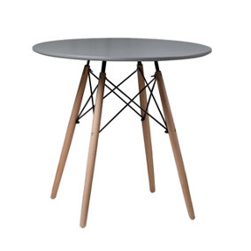 URBNLIVING Height 74cm TROMSO Round Indoor Kitchen Office Dining Colour Grey Table Scandi Style Wooden Legs