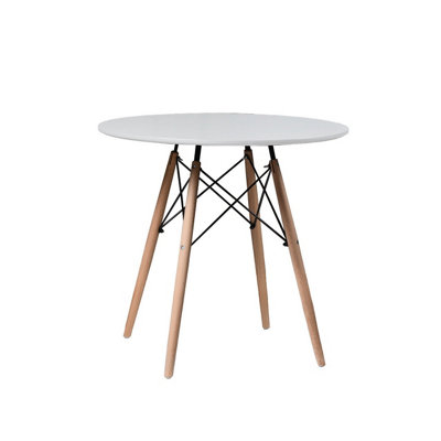 URBNLIVING Height 74cm TROMSO Round Indoor Kitchen Office Dining Colour White Table Scandi Style Wooden Legs