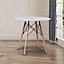 URBNLIVING Height 74cm TROMSO Round Indoor Kitchen Office Dining Colour White Table Scandi Style Wooden Legs
