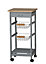 URBNLIVING Height 75cm 3 Tier Grey Portable Oasis Bamboo Top MDF Kitchen Trolley Drawer Shelf Cart on Wheels