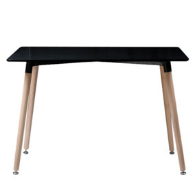 URBNLIVING Height 75cm 4 6 Seat TROMSO Rectangle Scandi Colour Black Style Kitchen Table Wooden Legs Dining Room