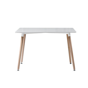 URBNLIVING Height 75cm 4 6 Seat TROMSO Rectangle Scandi Colour White Style Kitchen Table Wooden Legs Dining Room