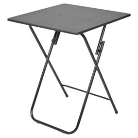 URBNLIVING Height 75cm Large Folding Side Table Patio Indoor Outdoor Furniture Colour Black Coffee Drink Summer Metal Legs