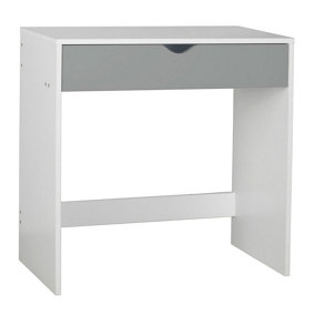 URBNLIVING Height 75cm Wooden White 1 Drawer Dressing Table with Grey Drawers Bedroom Vanity and Computer Work Desk