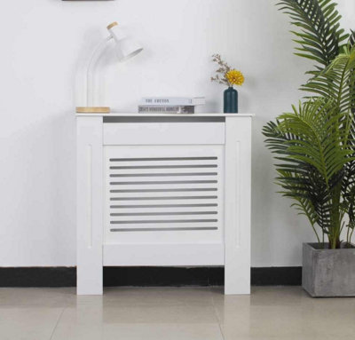 URBNLIVING Height 78cm Small White Modern Wooden Radiator Cover MDF Grill Shelf Cabinet Furniture