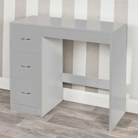 URBNLIVING Height 79.5cm 3 Drawer Wooden Grey Carcass and Grey Drawers Bedroom Dressing Computer Work Table Desk Jewellery