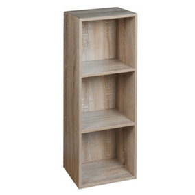 URBNLIVING Height 79.5cm 3 Shelf Wooden Bookcase Shelving Colour Antique Oak Display Storage Shelf Unit Shelves