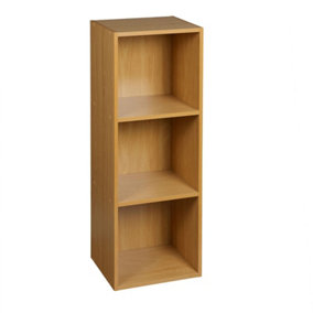 URBNLIVING Height 79.5cm 3 Shelf Wooden Bookcase Shelving Colour Beech Display Storage Shelf Unit Shelves