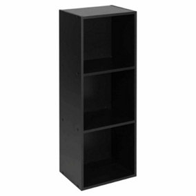 URBNLIVING Height 79.5cm 3 Shelf Wooden Bookcase Shelving Colour Black Display Storage Shelf Unit Shelves