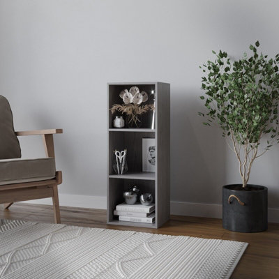 URBNLIVING Height 79.5cm 3 Shelf Wooden Bookcase Shelving Colour Cedar Grey Display Storage Shelf Unit Shelves