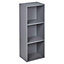 URBNLIVING Height 79.5cm 3 Shelf Wooden Bookcase Shelving Colour Grey Display Storage Shelf Unit Shelves